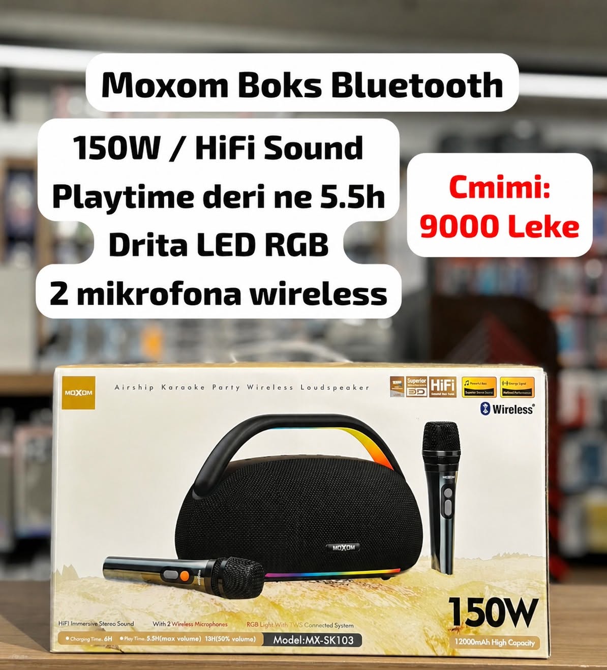 Boks Moxom 150 wat.super cilesi degjimi
