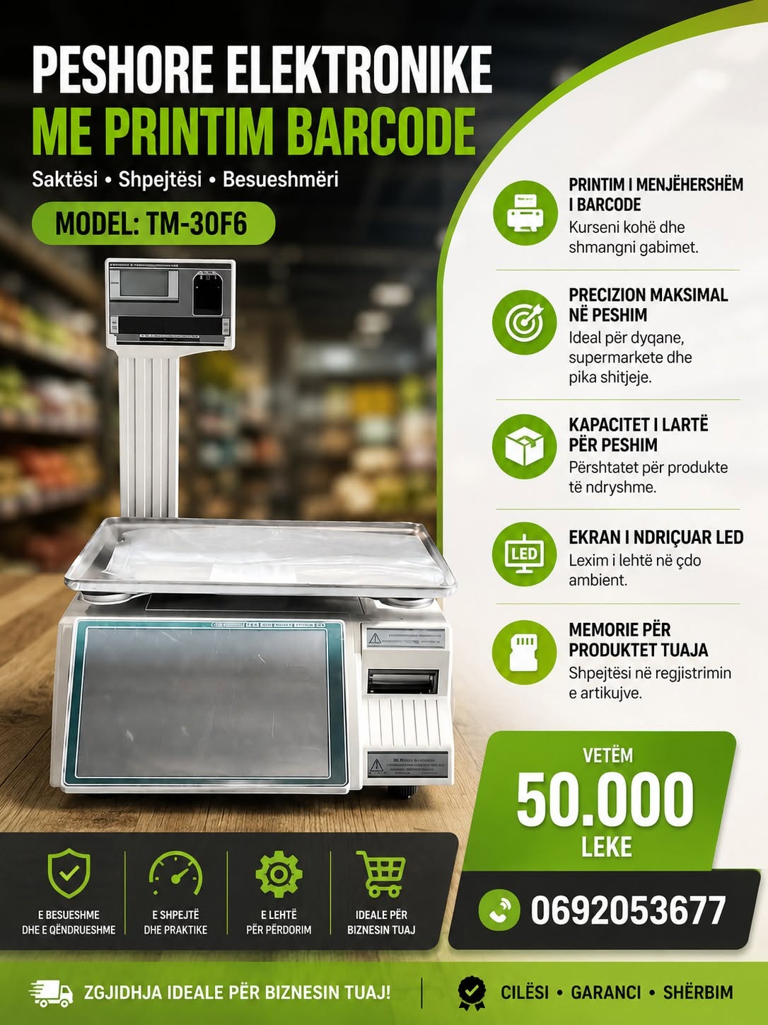 🛒 PESHORE ELEKTRONIKE ME PRINTIM BARCODE – TM-30F6